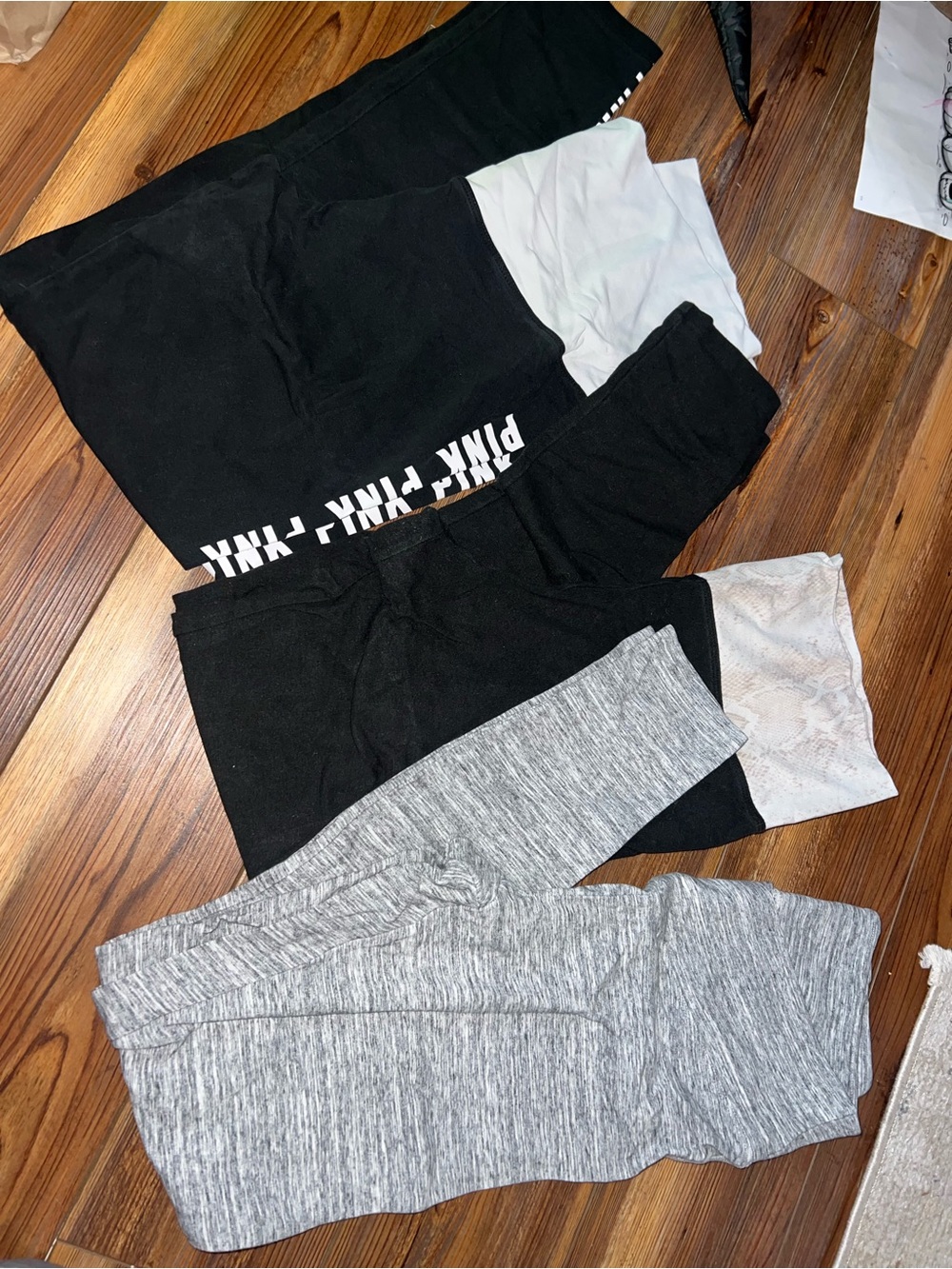 PINK Victoria's Secret Black and Gray Short Sleeve Tee